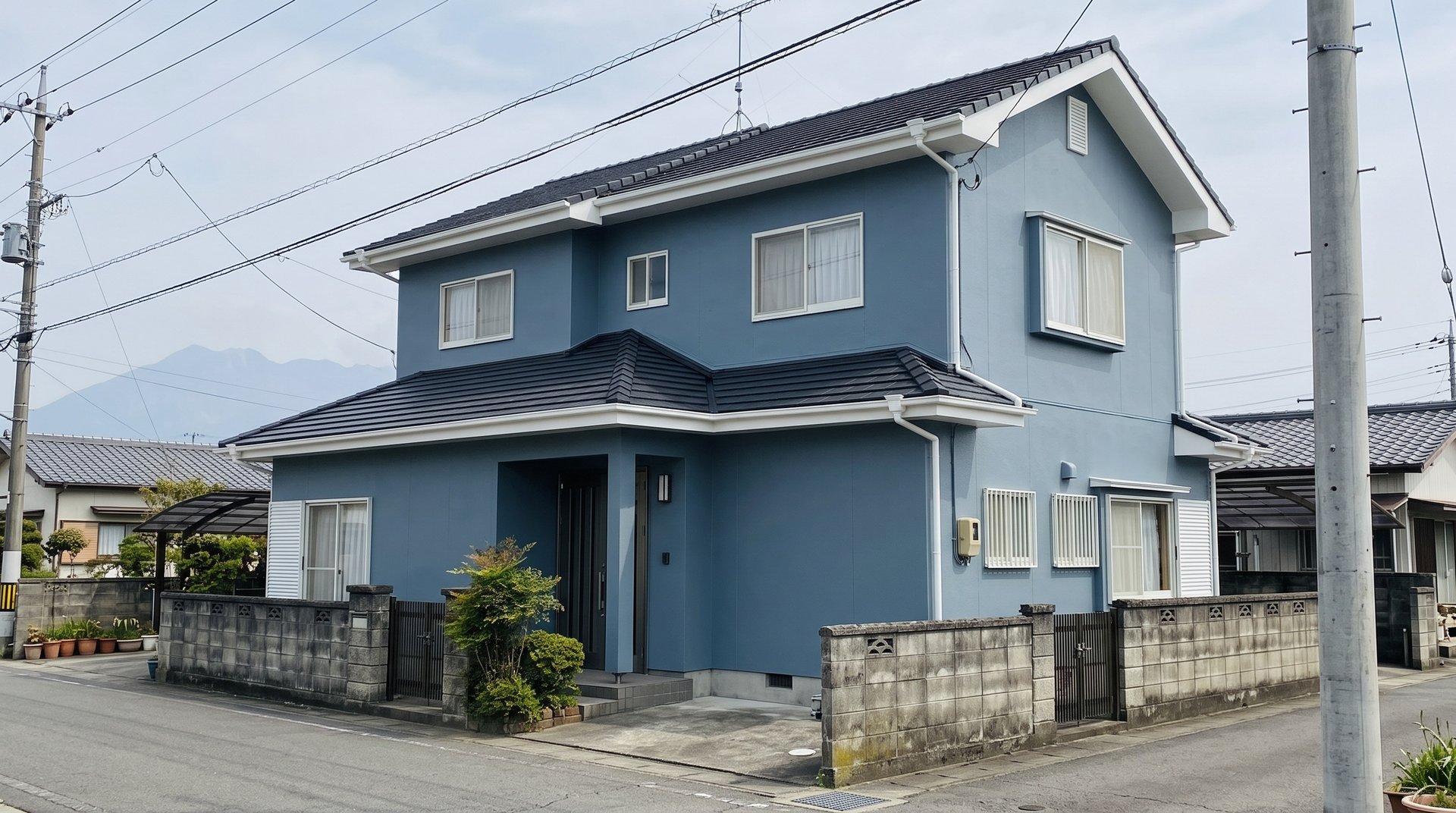 塗り替えを終えた、鹿児島の住宅地の戸建て(イメージ)